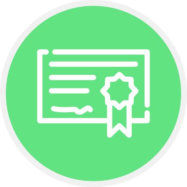 Diploma Çizgisi Çemberi Basit Simge, Vektör İllüstrasyonu