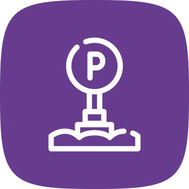 Otopark İşareti Basit Simgesi, Vektör İllüstrasyonu