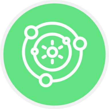 Güneş Sistemi Çizgisi Çemberi Basit Simge, Vektör İllüstrasyonu