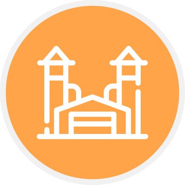 Fabrika Hattı Çemberi Basit Simge, Vektör İllüstrasyonu