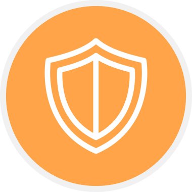 Kalkan Çizgisi Çemberi Basit Simge, Vektör İllüstrasyonu