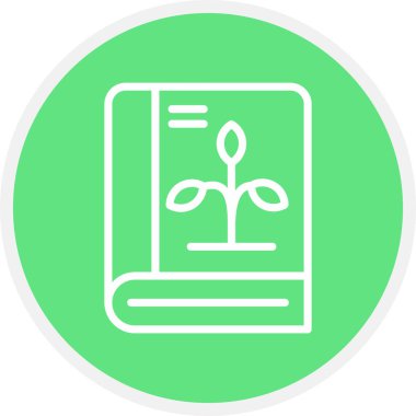 Botanik Kitap Satırı Çemberi Basit Simge, Vektör İllüstrasyonu