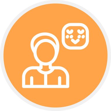 Shy Satır Çemberi Basit Simge, Vektör İllüstrasyonu