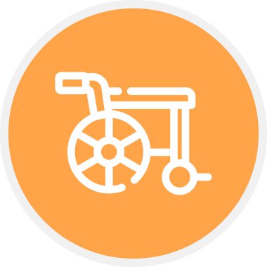 Tekerlekli sandalye Çizgisi Çemberi Basit Simge, Vektör İllüstrasyonu