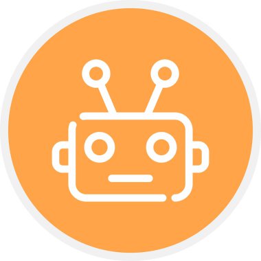 Chatbot Çizgisi Çemberi Basit Simge, Vektör İllüstrasyonu