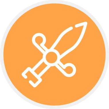 Hançer Çizgisi Çemberi Basit Simge, Vektör Resimleri