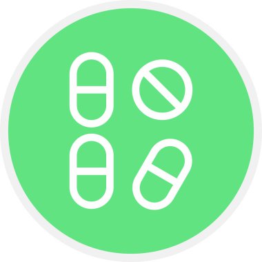 Hap Satırı Çemberi Basit Simge, Vektör İllüstrasyonu