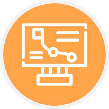 İş Planı Çizgisi Çemberi Basit Simge, Vektör İllüstrasyonu