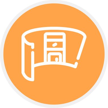 Sanal Ofis Satırı Çemberi Basit Simge, Vektör İllüstrasyonu