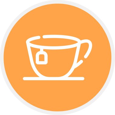 Çay Fincanı Çizgisi Çemberi Basit Simge, Vektör İllüstrasyonu