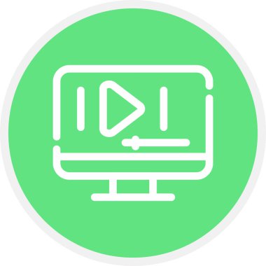 Video Oynat Satır Çemberi Basit Simge, Vektör İllüstrasyonu