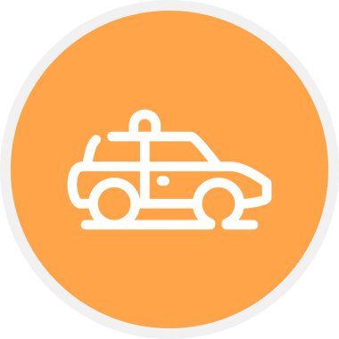 Polis Otomobili Çemberi Basit Simge, Vektör İllüstrasyonu