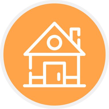 Ev Satırı Çemberi Basit Simge, Vektör İllüstrasyonu