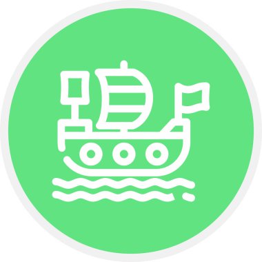 Korsanlar Gemi Çizgisi Çemberi Basit Simge, Vektör Resimleri