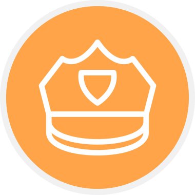 Polis Cap Hat Çemberi Basit Simge, Vektör İllüstrasyonu