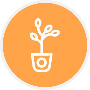 Bitki Çizgisi Çemberi Basit Simge, Vektör İllüstrasyonu