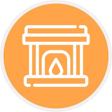 Şömine Çizgisi Çemberi Basit Simge, Vektör İllüstrasyonu