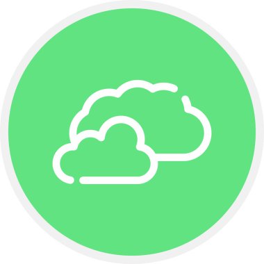 Bulut Çizgisi Çemberi Basit Simge, Vektör İllüstrasyonu