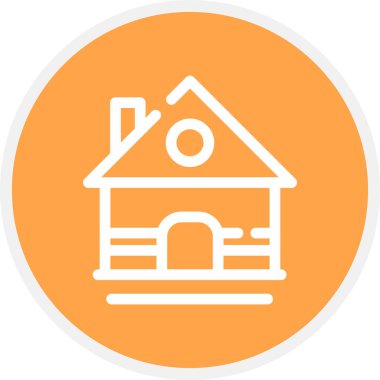 Ev Satırı Çemberi Basit Simge, Vektör İllüstrasyonu