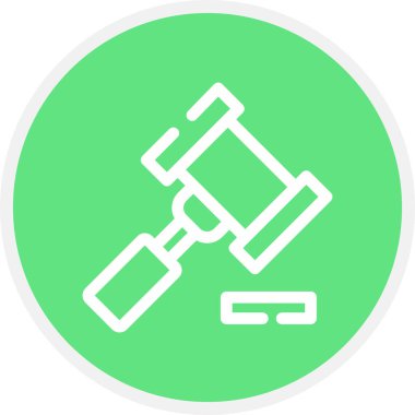 Gavel Çizgisi Çemberi Basit Simge, Vektör İllüstrasyonu