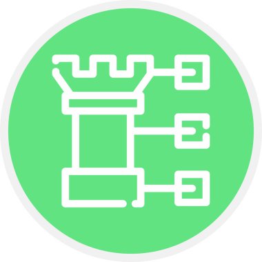 Strateji Çizgisi Çemberi Basit Simge, Vektör İllüstrasyonu