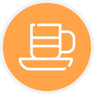 Çay Fincanı Çizgisi Çemberi Basit Simge, Vektör İllüstrasyonu