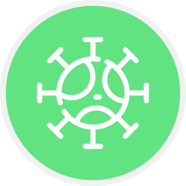 Virüs Çizgisi Çemberi Basit Simge, Vektör İllüstrasyonu