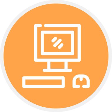 Bilgisayar Hattı Çemberi Basit Simge, Vektör İllüstrasyonu