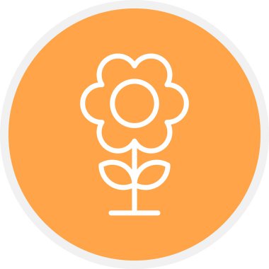 Çiçek Çizgisi Çemberi Basit Simge, Vektör İllüstrasyonu