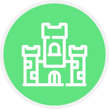 Castle Line Çemberi Basit Simge, Vektör İllüstrasyonu