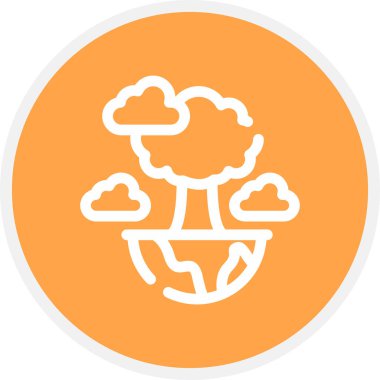 Yeşil Gezegen Çizgisi Çemberi Basit Simge, Vektör İllüstrasyonu