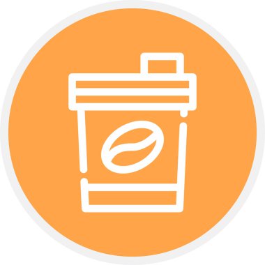 Kahve Kupası Çizgisi Çemberi Basit Simge, Vektör İllüstrasyonu