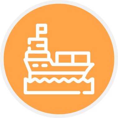 Gemi Çizgisi Çemberi Basit Simge, Vektör İllüstrasyonu