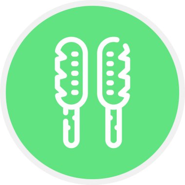 Corn Dog Line Circle Basit Simge, Vektör Resimleri