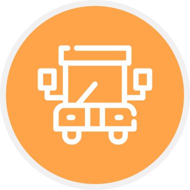 Okul Otobüs Hattı Çemberi Basit Simge, Vektör İllüstrasyonu