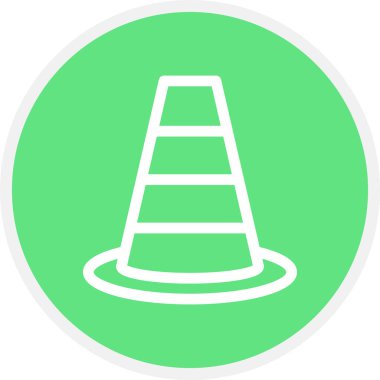 Trafik Konisi Çizgisi Çemberi Basit Simge, Vektör Resimleri