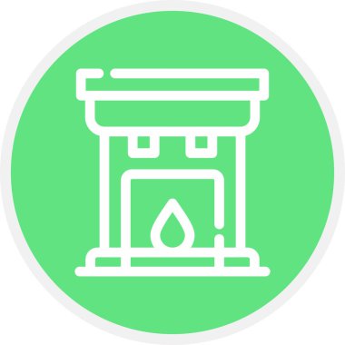 Şömine Çizgisi Çemberi Basit Simge, Vektör İllüstrasyonu