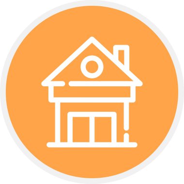 Ev Satırı Çemberi Basit Simge, Vektör İllüstrasyonu