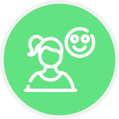 Mutlu Satır Çemberi Basit Simge, Vektör İllüstrasyonu