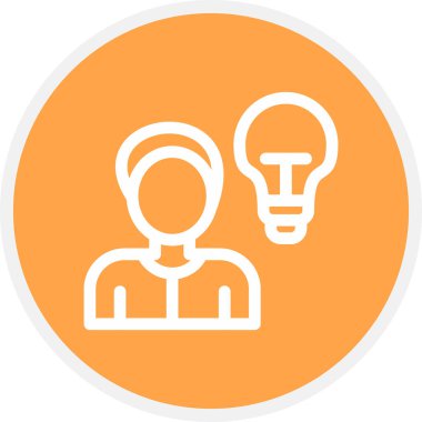 Düşünme Çizgisi Çemberi Basit Simge, Vektör İllüstrasyonu