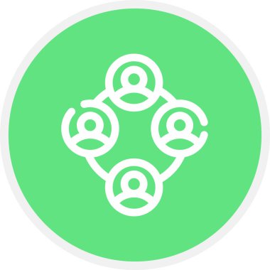 People Line Circle Basit Simge, Vektör İllüstrasyonu ile Ağ