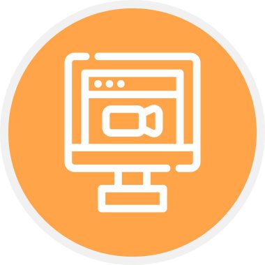 Video Konferans Satırı Çemberi Basit Simge, Vektör Resimleri