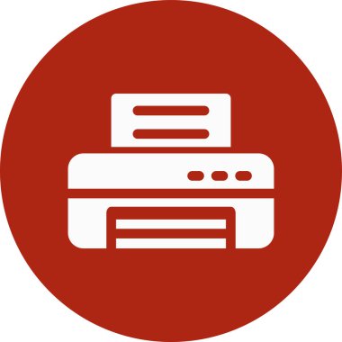 yazıcı düz kırmızı renkli raster simgesi