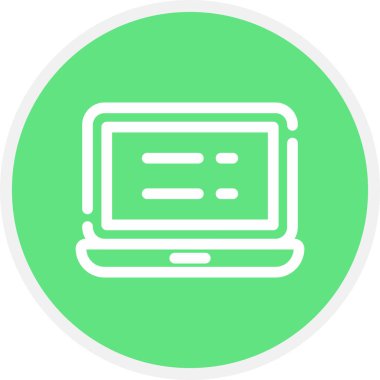 Laptop Satır Çemberi Basit Simge, Vektör İllüstrasyonu