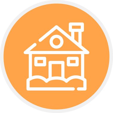 Ev Satırı Çemberi Basit Simge, Vektör İllüstrasyonu