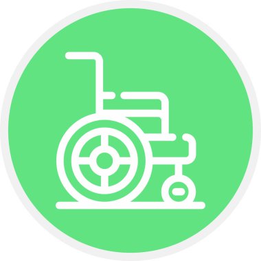 Tekerlekli sandalye Çizgisi Çemberi Basit Simge, Vektör İllüstrasyonu