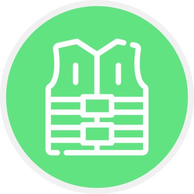 Life Jacket Line Circle Basit Simge, Vektör Resimleri