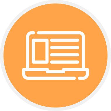 Laptop Satır Çemberi Basit Simge, Vektör İllüstrasyonu