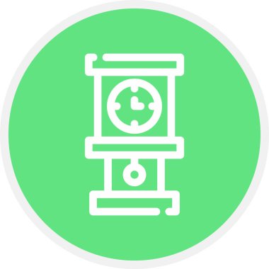 Büyükbaba Saat Çizgisi Çemberi Basit Simge, Vektör İllüstrasyonu