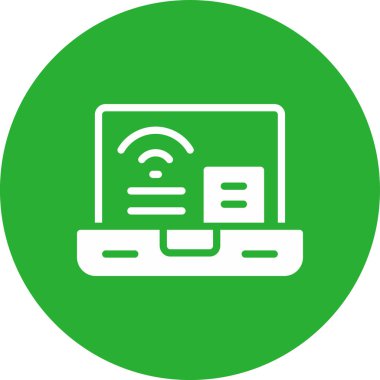 Wi-Fi sembollü dizüstü bilgisayar, basit ağ simgesi